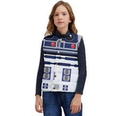 Robot R2d2 R2 D2 Pattern Kid s Short Button Up Puffer Vest	