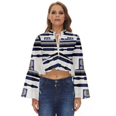 Robot R2d2 R2 D2 Pattern Boho Long Bell Sleeve Top