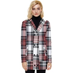 Red Black Plaid Button Up Hooded Coat  by PerfectlyPlaid