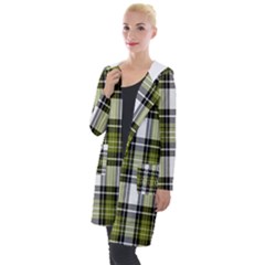 Olive Green Black Plaid Hooded Pocket Cardigan