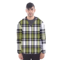 Olive Green Black Plaid Men s Hooded Windbreaker