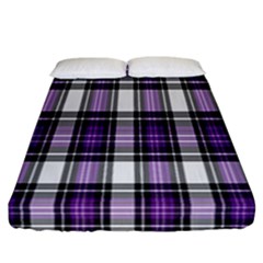 Purple Black Plaid Fitted Sheet (california King Size) by PerfectlyPlaid