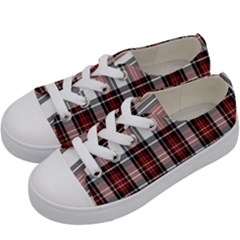 Red Black Plaid Kids  Low Top Canvas Sneakers by PerfectlyPlaid