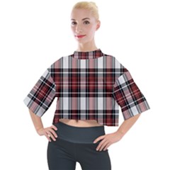 Red Black Plaid Mock Neck Tee