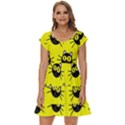 Cats Heads Pattern Design Short Sleeve Tiered Mini Dress View1