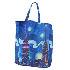 Starry Night In New York Van Gogh Manhattan Chrysler Building And Empire State Building Giant Grocery Tote by danenraven