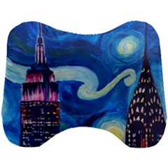 Starry Night In New York Van Gogh Manhattan Chrysler Building And Empire State Building Head Support Cushion by danenraven