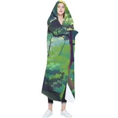 Landscape Illustration Nature Painting Wearable Blanket by Wegoenart