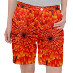 Red Orange Illustration Background Abstract Pocket Shorts by Wegoenart