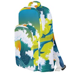 Dolphin Seagull Sea Ocean Wave Blue Water Double Compartment Backpack by Wegoenart
