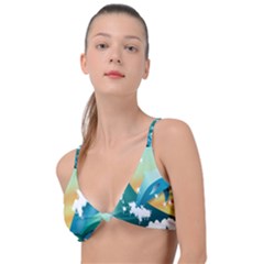 Dolphin Seagull Sea Ocean Wave Knot Up Bikini Top by Wegoenart