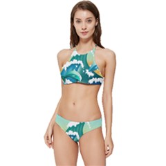 Dolphin Seagull Sea Ocean Wave Banded Triangle Bikini Set by Wegoenart