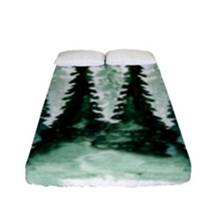 Tree Watercolor Painting Pine Forest Green  Nature Fitted Sheet (full/ Double Size) by Wegoenart