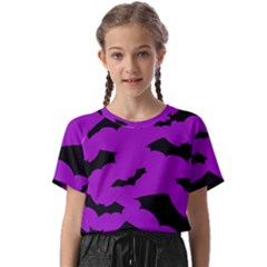 Goth Bats Purple Kids  Basic Tee by GothicPunkNZ