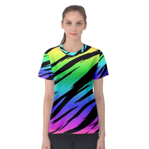 Tiger Rainbow Women s Sport Mesh Tee by GothicPunkNZ