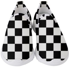Black Checkers Kids  Slip On Sneakers