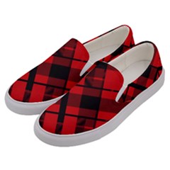 Red Plaid Men s Canvas Slip Ons by GothicPunkNZ