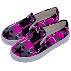 Pink Star Scene Kid Kids  Canvas Slip Ons