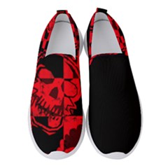 Red Grunge Skull Women s Slip On Sneakers by GothicPunkNZ