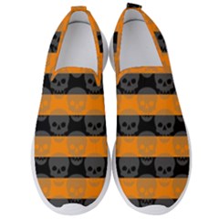 Orange Deathrock Stripes Men s Slip On Sneakers by GothicPunkNZ