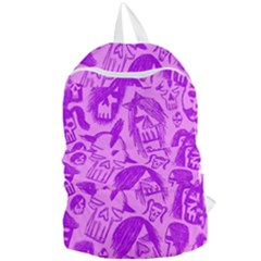 Purple Skull Sketches Foldable Lightweight Backpack