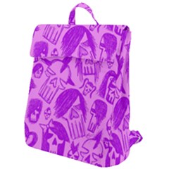 Purple Skull Sketches Flap Top Backpack