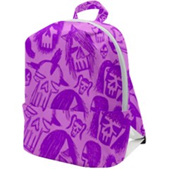 Purple Skull Sketches Zip Up Backpack