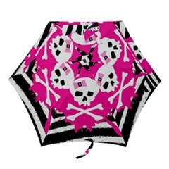 Zebra Skull Splatter Mini Folding Umbrellas