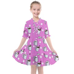 Coffee Chocolate Milk Drink Hot Kids  All Frills Chiffon Dress by Wegoenart