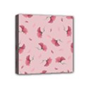 Flowers Pattern Pink Background Mini Canvas 4  x 4  (Stretched) View1