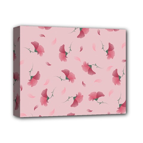 Flowers Pattern Pink Background Deluxe Canvas 14  x 11  (Stretched)