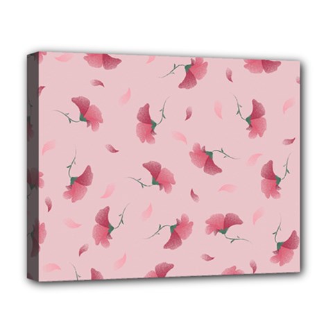 Flowers Pattern Pink Background Deluxe Canvas 20  x 16  (Stretched)