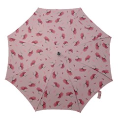 Flowers Pattern Pink Background Hook Handle Umbrellas (Large)