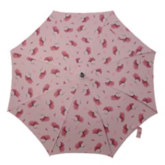Flowers Pattern Pink Background Hook Handle Umbrellas (Small)