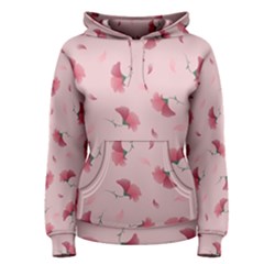 Flowers Pattern Pink Background Women s Pullover Hoodie