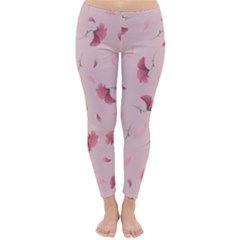 Flowers Pattern Pink Background Classic Winter Leggings