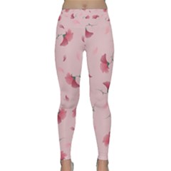 Flowers Pattern Pink Background Classic Yoga Leggings