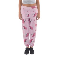 Flowers Pattern Pink Background Women s Jogger Sweatpants