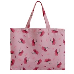 Flowers Pattern Pink Background Zipper Mini Tote Bag