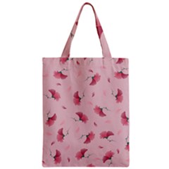 Flowers Pattern Pink Background Zipper Classic Tote Bag