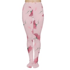 Flowers Pattern Pink Background Tights