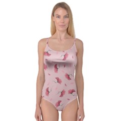 Flowers Pattern Pink Background Camisole Leotard 