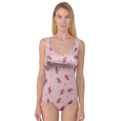 Flowers Pattern Pink Background Princess Tank Leotard 