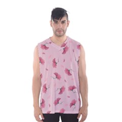 Flowers Pattern Pink Background Men s Basketball Tank Top