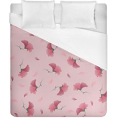 Flowers Pattern Pink Background Duvet Cover (California King Size)