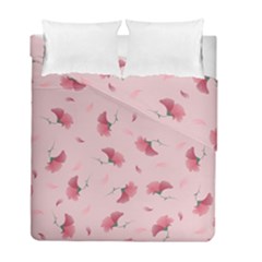 Flowers Pattern Pink Background Duvet Cover Double Side (Full/ Double Size)