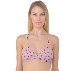 Flowers Pattern Pink Background Reversible Tri Bikini Top