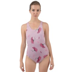 Flowers Pattern Pink Background Cut-Out Back One Piece Swimsuit