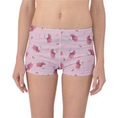 Flowers Pattern Pink Background Reversible Boyleg Bikini Bottoms