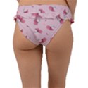 Flowers Pattern Pink Background Frill Bikini Bottom View2